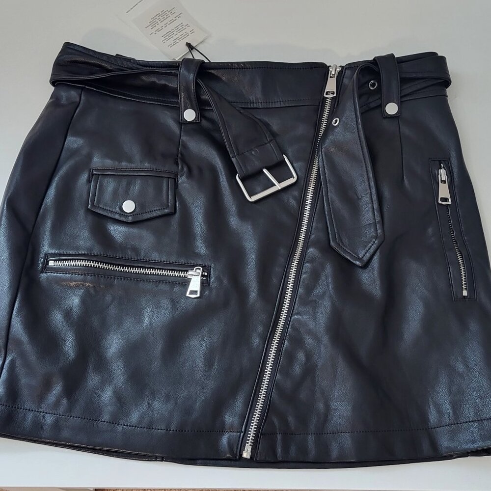 The faux leather black  skirt new with tags